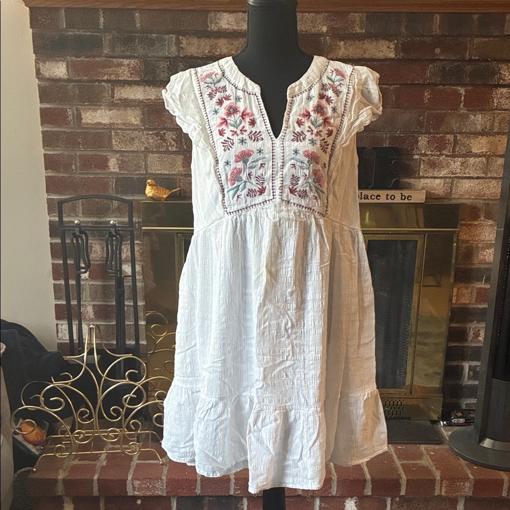 Sonoma White Embroidered Midi Dress #B